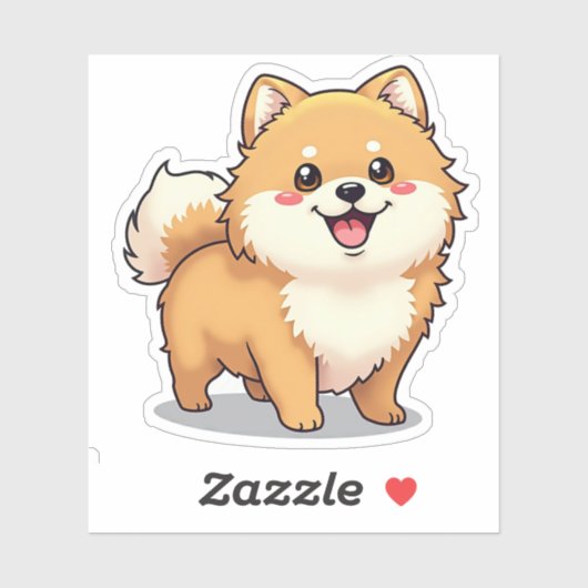 Charmante Pommerse, speelse Kawaii Render, klein Sticker (Vel)