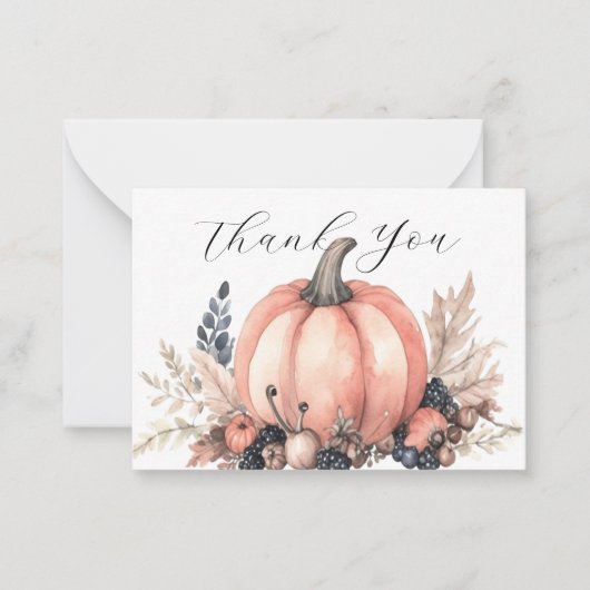 Charmante pompoen bedankt notitiekaartje (Voorkant)