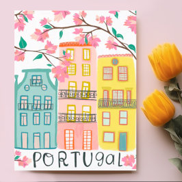 Charmante Portugal huizen Handgemaakt Kunstwerk Cu Briefkaart