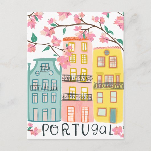 Charmante Portugal huizen Handgemaakt Kunstwerk Cu Briefkaart (Voorkant)