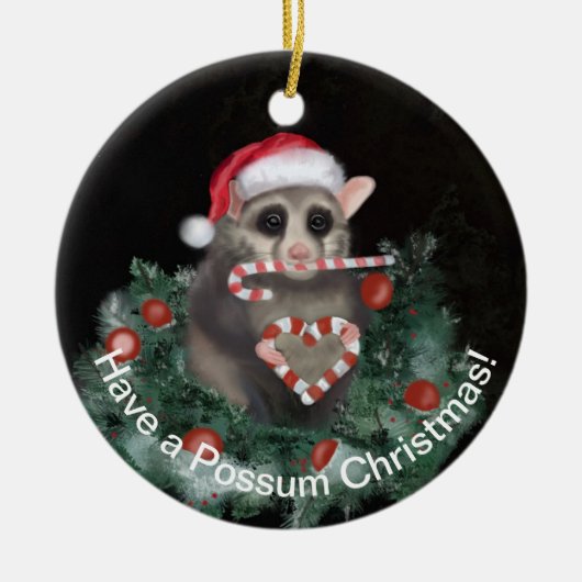 Charmante Possum Kerstmis Keramisch Ornament (Voorkant)