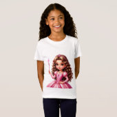 Charmante prinses in roze jurk t-shirt (Voorkant volledig)