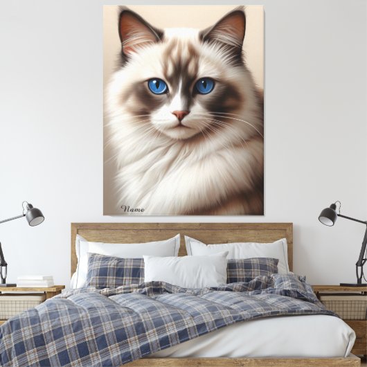Charmante Ragdoll Cat Art Pet Lover Canvas Afdruk (Insitu (Slaapkamer))
