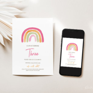 Charmante Rainbow Birthday uitnodiging