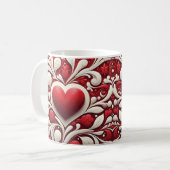 Charmante Rea White Hearts Bloemen Valentijn's Day Koffiemok (Voorkant links)