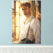 Charmante repose: jonge Man Waterverf Canvas Afdruk (Insitu (Houten vloer))