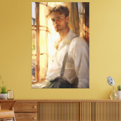 Charmante repose: jonge Man Waterverf Canvas Afdruk (Insitu (Woonkamer))