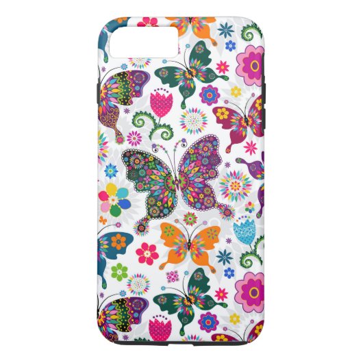 Charmante retro bloemen en vlinders patroon Case-Mate iPhone case (Achterkant)