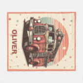 Charmante Retro Brandweerwagen bij zonsondergang Fleece Deken (Voorkant (Horizontaal))