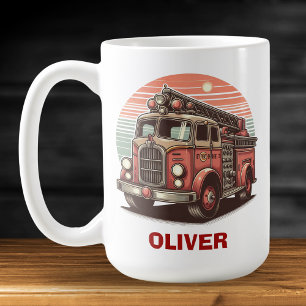 Charmante Retro  Brandweerwagen bij zonsondergang Koffiemok