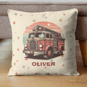 Charmante Retro  Brandweerwagen bij zonsondergang Kussen