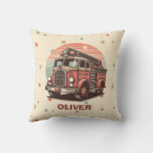 Charmante Retro  Brandweerwagen bij zonsondergang Kussen (Achterkant)