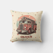 Charmante Retro  Brandweerwagen bij zonsondergang Kussen (Voorkant)