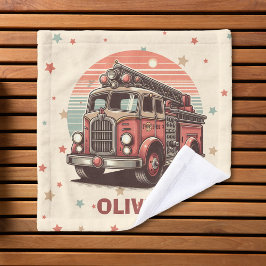 Charmante Retro  Brandweerwagen bij zonsondergang Washandje