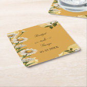 Charmante Retro margaret Bloemenbruiloft Kartonnen Onderzetters (Schuin)