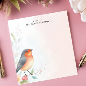 Charmante Robin Redbreast Bird gepersonaliseerde n Notitieblok