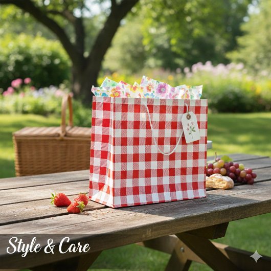 Charmante Rode Gingham Check Patroon Decoratief Groot Cadeauzakje