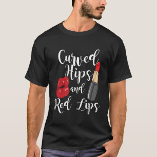 Charmante rode lippen lippenstift - gebogen heupen t-shirt