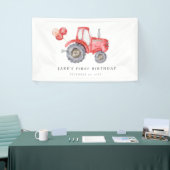 Charmante rode tractor verjaardag spandoek (Beurs)