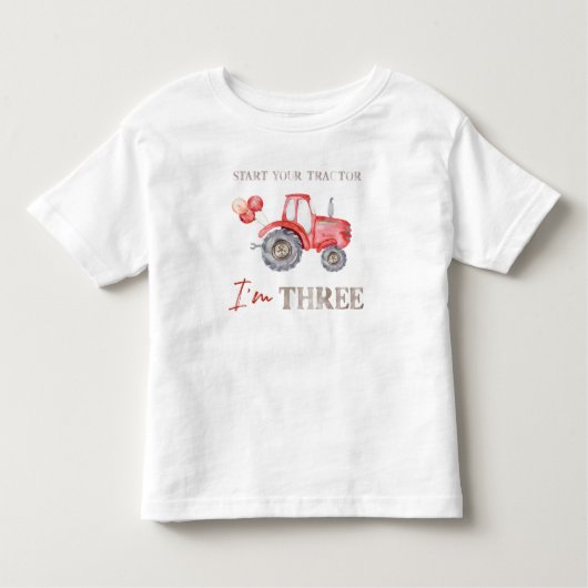 Charmante rode tractor verjaardag T-shirt (Voorkant)