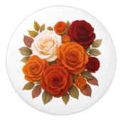 Charmante Romantische Rozen Terracota Ruby Rood Si Keramische Knop (Voorkant)