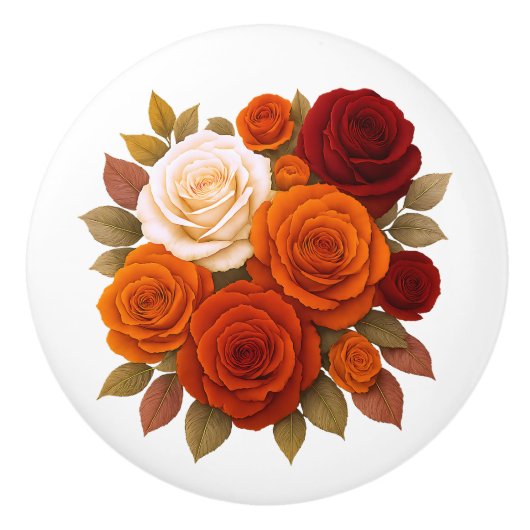 Charmante Romantische Rozen Terracota Ruby Rood Si Keramische Knop (Voorkant)