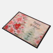 Charmante rood roze Waterverf Poinsettia Tree Deurmat (Schuin)