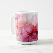 Charmante Roze Bloemen Mok voor koffie en thee (Voorkant links)