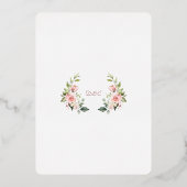 Charmante Roze Bloemen Roos Goud Lijst bruiloft Folie Uitnodiging (Achterkant)