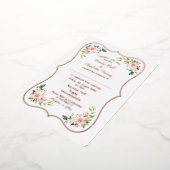 Charmante Roze Bloemen Roos Goud Lijst bruiloft Folie Uitnodiging (Gedraaid)