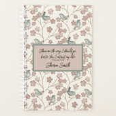 Charmante roze bloemige -geïnspireerde vogelpatroo planner (Voorkant)