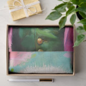 Charmante roze en groene bloemen struisvogel Decou Tissuepapier (Geschenk)