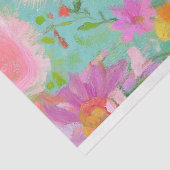 Charmante roze en groene bloemen struisvogel Decou Tissuepapier (Detail)