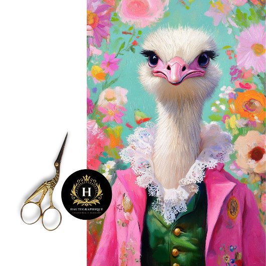 Charmante roze en groene bloemen struisvogel Decou Tissuepapier