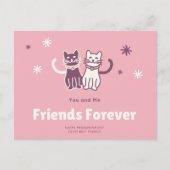 Charmante roze en witte kat vriendschapsdag briefkaart (Voorkant)