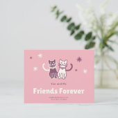 Charmante roze en witte kat vriendschapsdag feestdagenkaart (Staand voorkant)