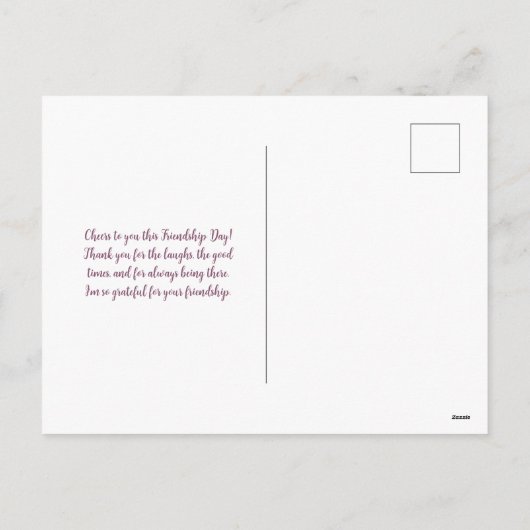 Charmante roze en witte kat vriendschapsdag feestdagenkaart (Achterkant)