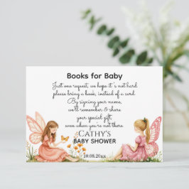 Charmante roze feeën boeken voor Baby shower Informatiekaartje