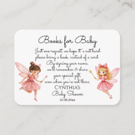 Charmante roze feeën boeken voor Baby shower Informatiekaartje