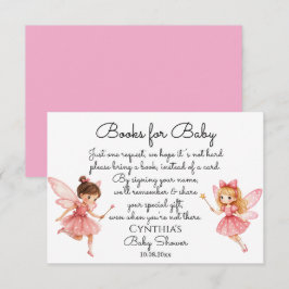 Charmante roze feeën boeken voor Baby shower Informatiekaartje