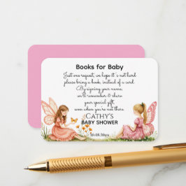 Charmante roze feeën boeken voor Baby shower Informatiekaartje