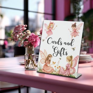 Charmante roze feeën Kaarten & geschenken Reclamebord Met Voetstuk