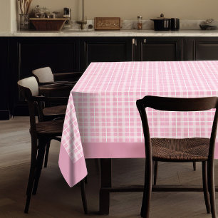Charmante Roze Geruite Doek Gezellige Tafel Decor Tafelkleed