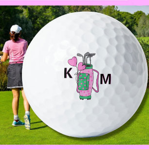 Charmante Roze Golfbag Persoonlijke Monogram Golfballen