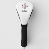 Charmante Roze Golfbag Persoonlijke Monogrammen Golfheadcover (Voorkant)