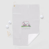 Charmante roze golfkar gepersonaliseerd golfhanddoek (Insitu)