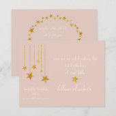 Charmante Roze & Goud Twinkle Uitnodiging (Voorkant / Achterkant)