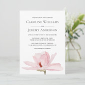 Charmante roze Magnolia bruiloft uitnodiging (Staand voorkant)