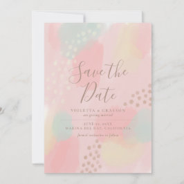 Charmante roze pastel Abstracte kunst bruiloft Save The Date
