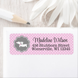 Charmante roze Polka Dot Dachshund Adresetiketten Etiket
